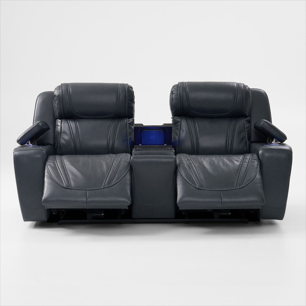 forte blue power reclining loveseat   