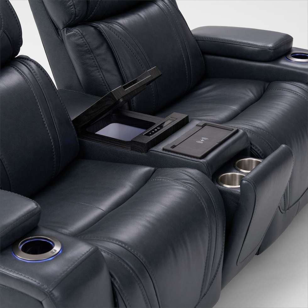 forte blue power reclining loveseat   