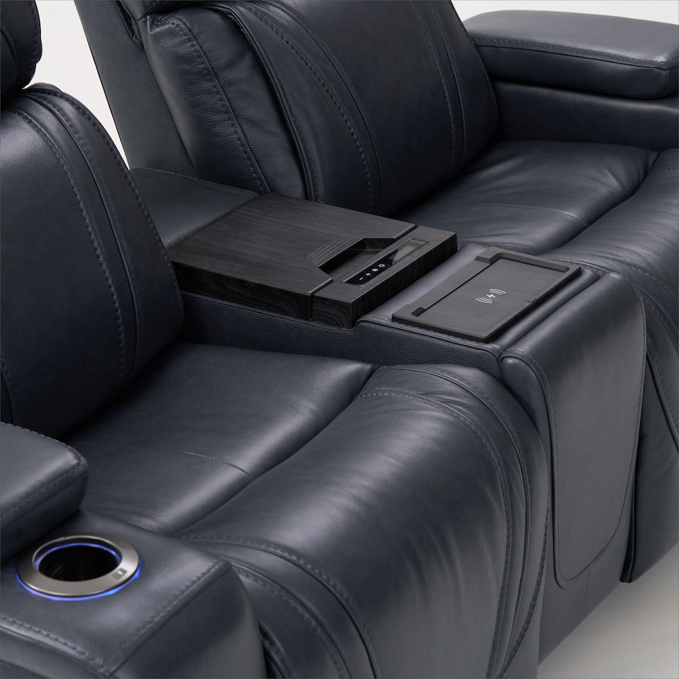forte blue power reclining loveseat   