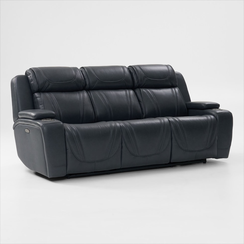 forte blue power reclining sofa   