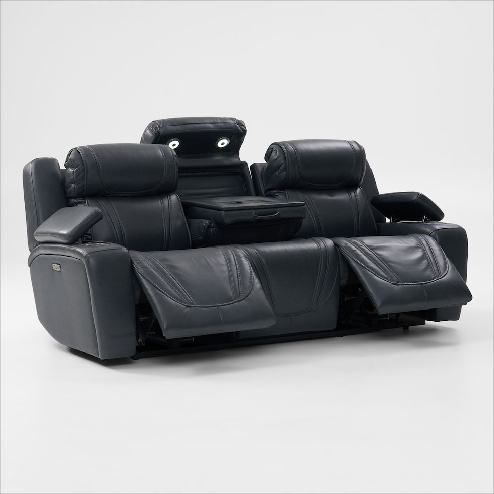 forte blue power reclining sofa   