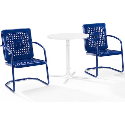 Foster Set of 2 Outdoor Chairs and Table - Navy