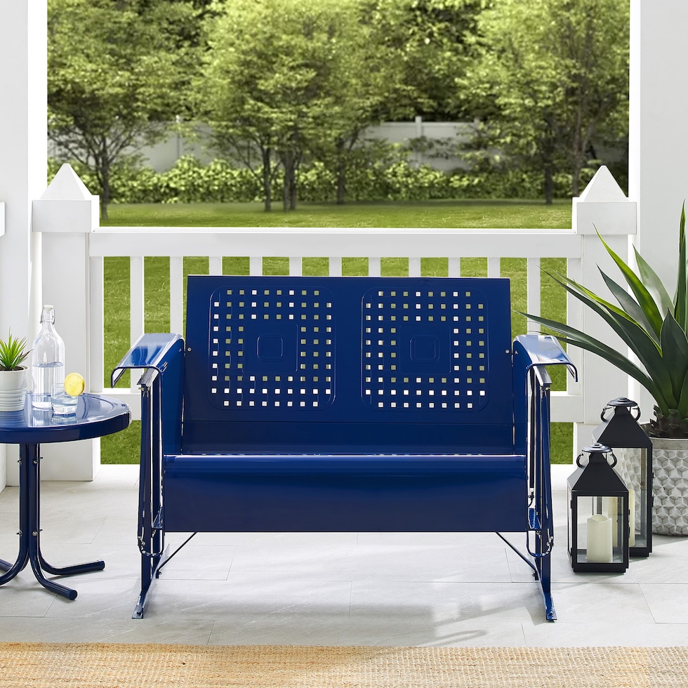 foster blue outdoor loveseat   