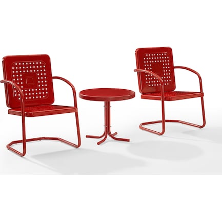 Foster Set of 2 Outdoor Chairs and Side Table - Red