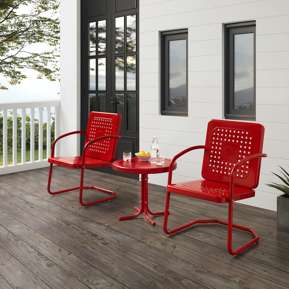 foster red outdoor chair set   