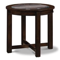 four corners dark brown end table   
