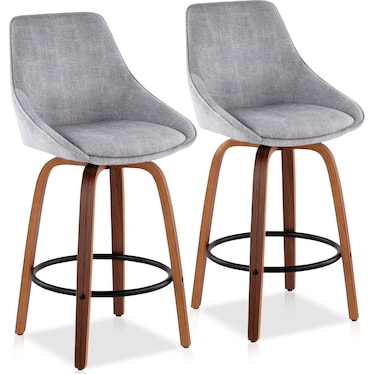 Fraser Set 2 Counter-Height Stools - Gray Corduroy