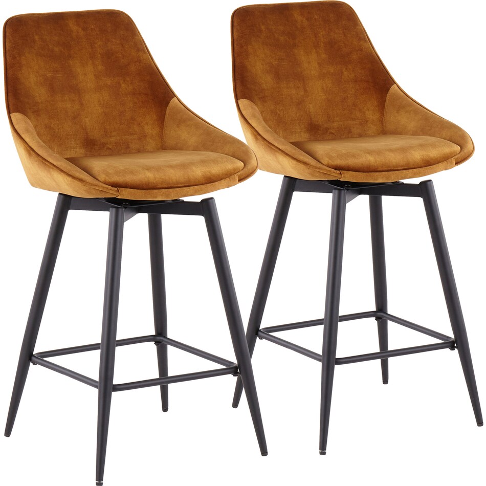 Fraser Set of 2 CounterHeight Stools Yellow Value City Furniture