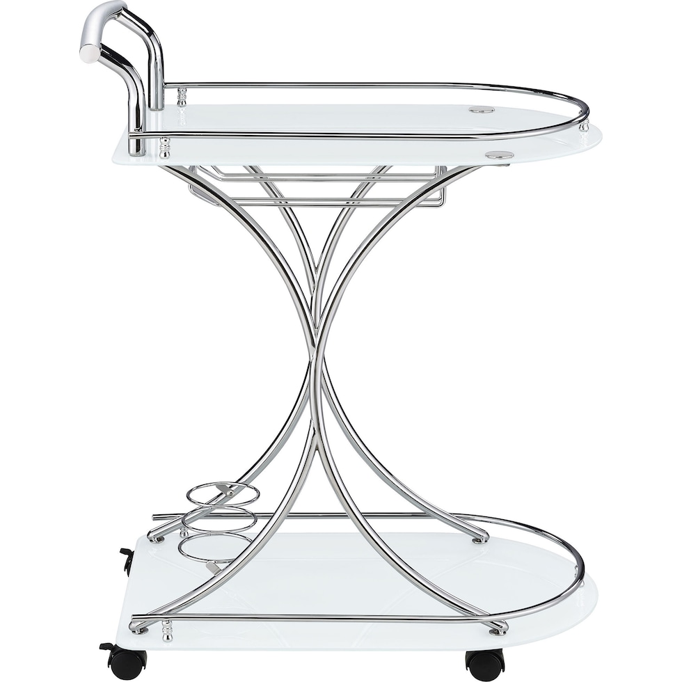 frederick white chrome bar cart   