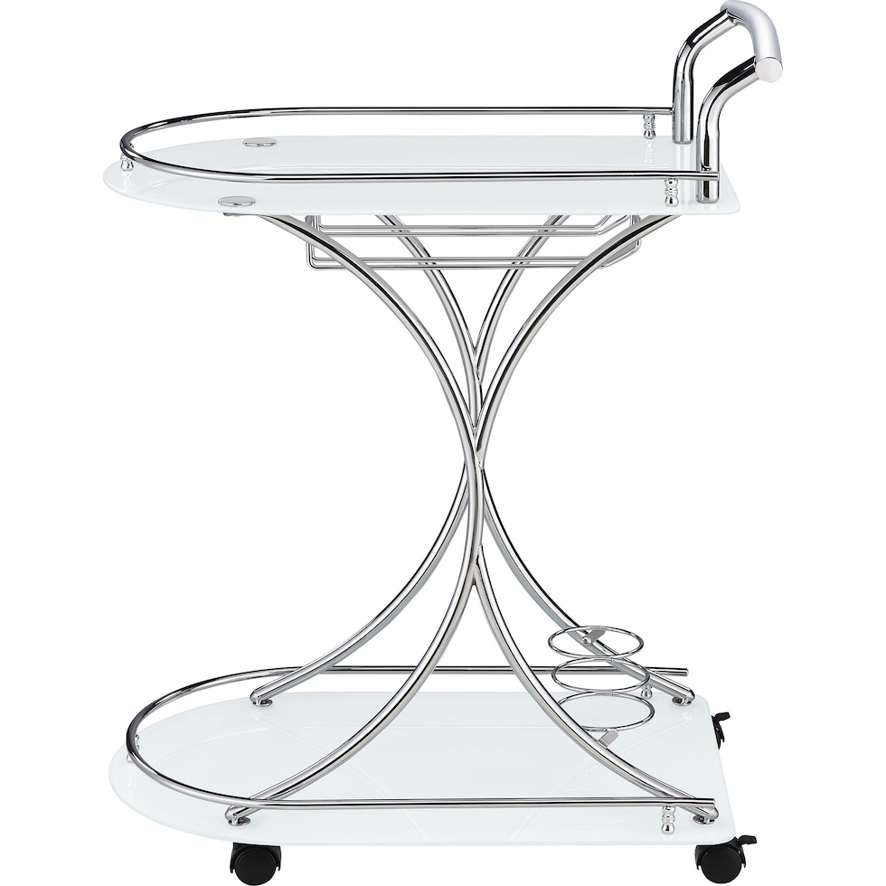 frederick white chrome bar cart   