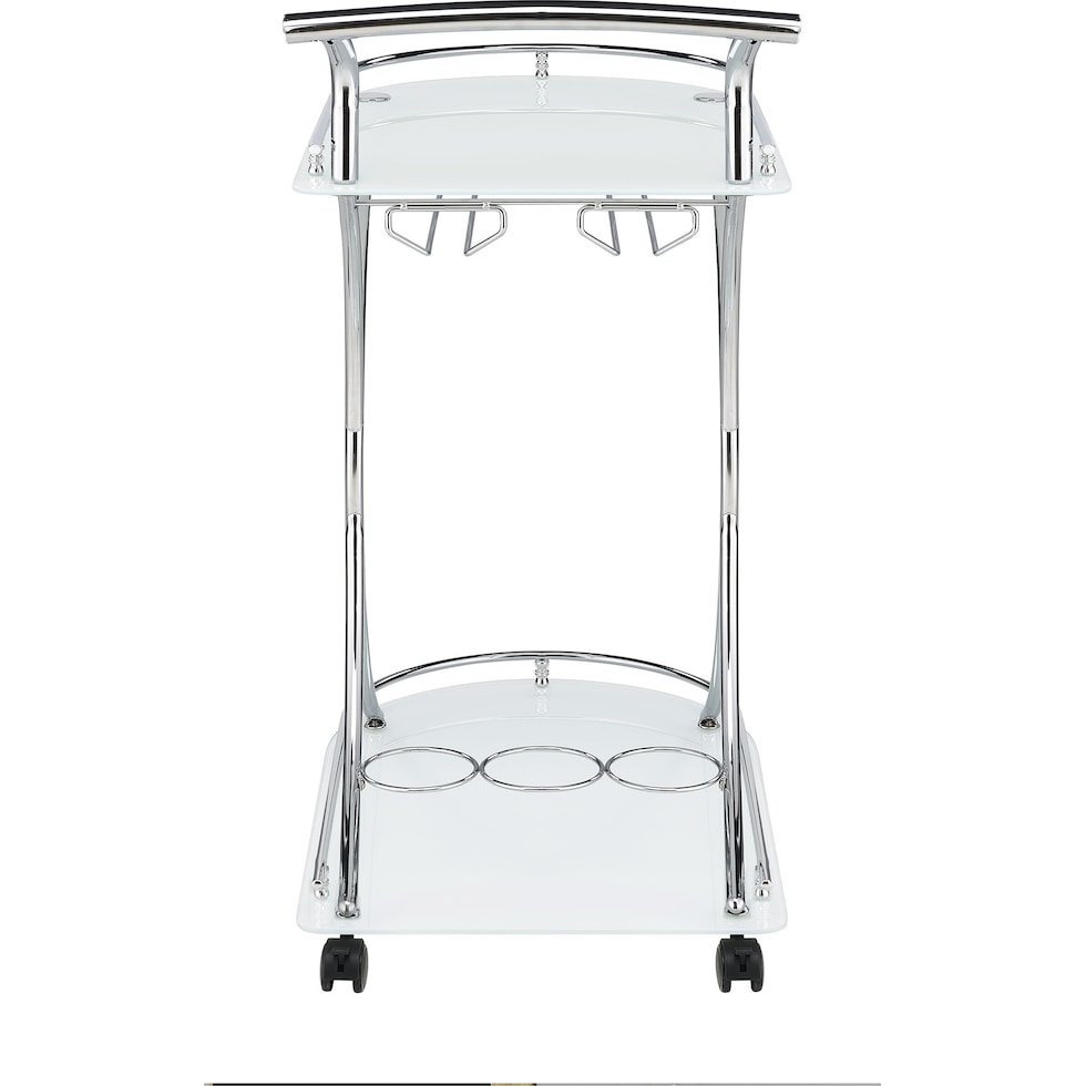 frederick white chrome bar cart   