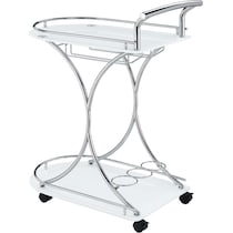 frederick white chrome bar cart   