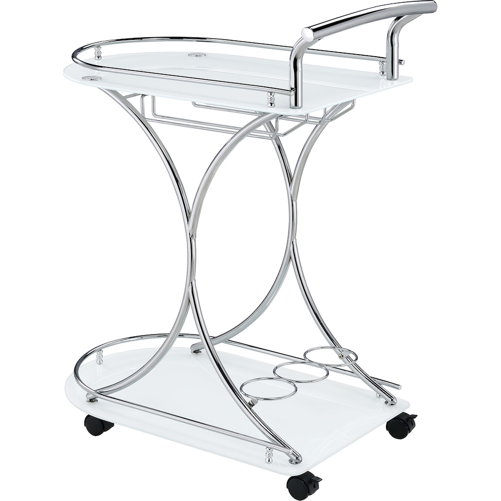 frederick white chrome bar cart   