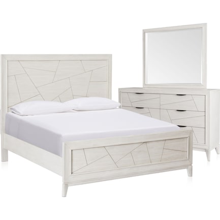 Fresno 5-Piece Bedroom Set with Panel Bed, Dresser and Mirror