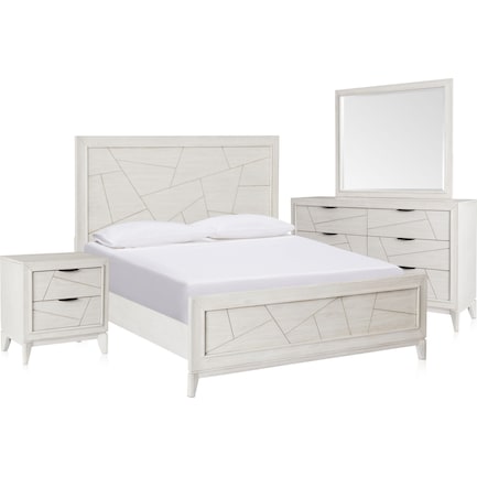 Fresno 6-Piece King Bedroom Set with Panel Bed, Dresser, Mirror and Charging Nightstand