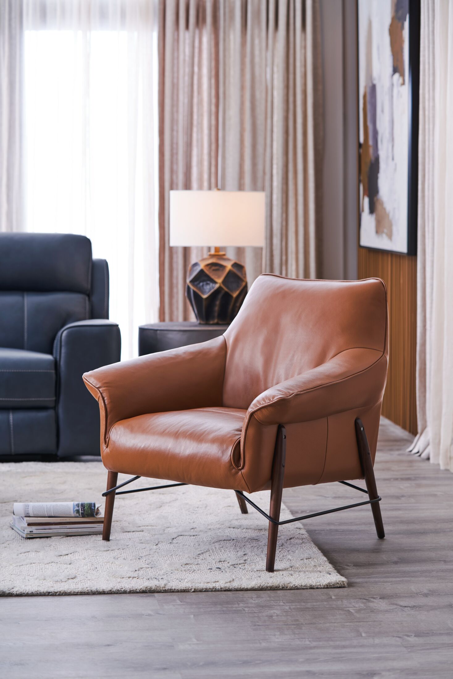 Light tan discount leather accent chair