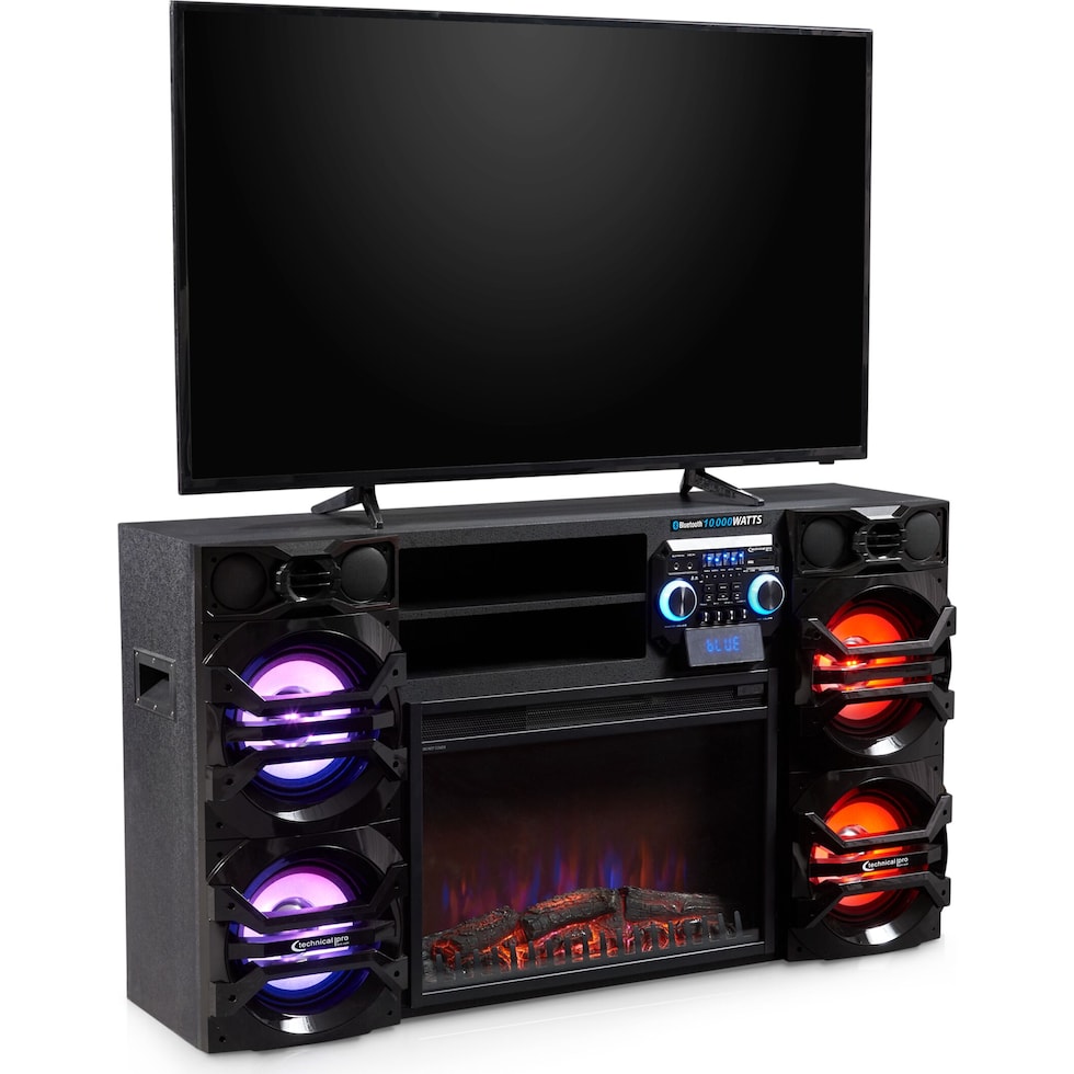 fusion black fireplace tv stand   