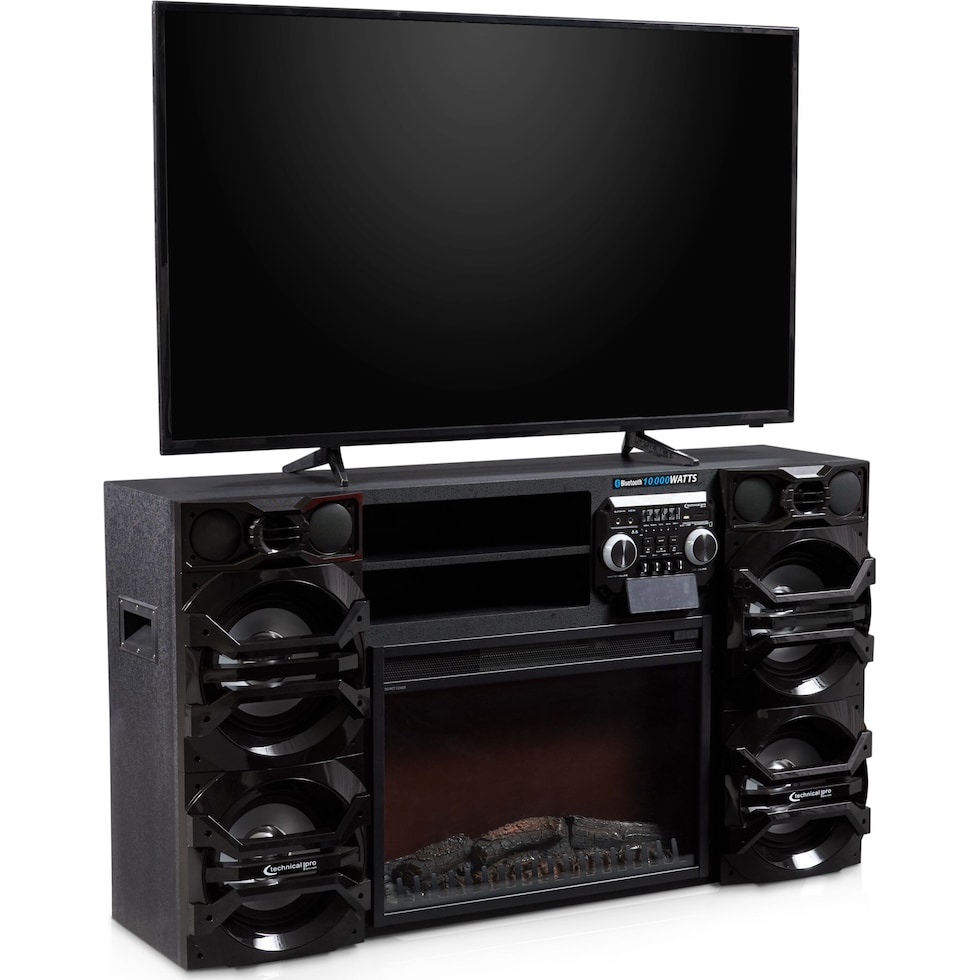 fusion black fireplace tv stand   