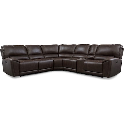 Gallant 6-Piece Manual Reclining Sectional with 3 Reclining Seats - Chocolate