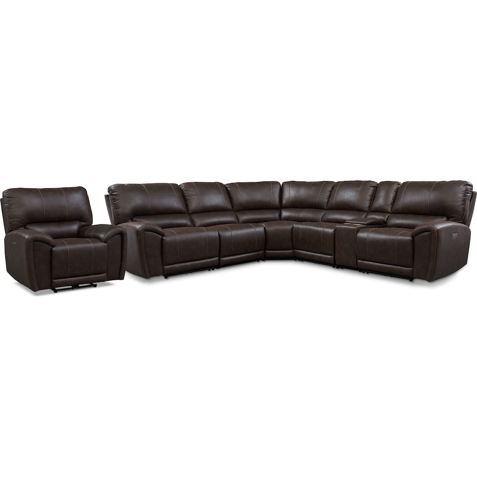 gallant dark brown  pc power reclining living room   