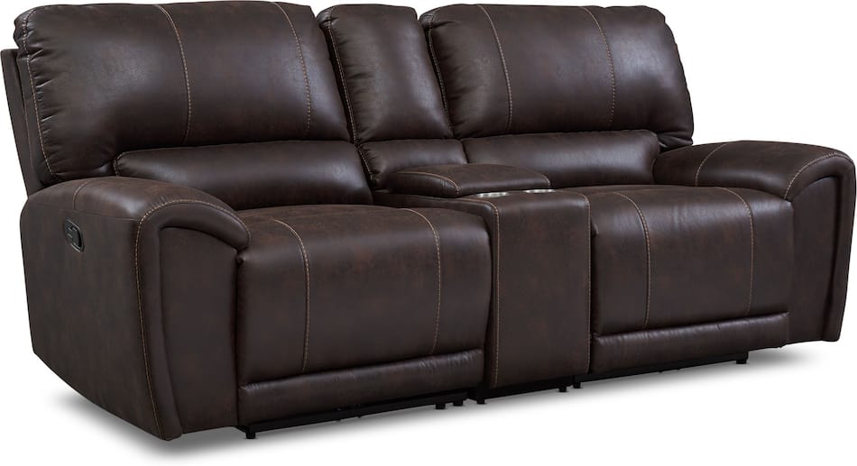 Gallant 3Piece Manual Reclining Sofa with Console Chocolate Value