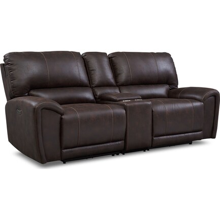 Gallant 3-Piece Dual-Power Reclining Sofa with Console - Chocolate