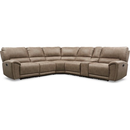 Gallant 6-Piece Manual Reclining Sectional with 3 Reclining Seats - Taupe