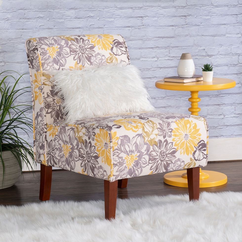 galli gray and yellow accent chair   