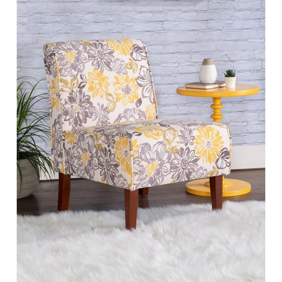 galli gray and yellow accent chair   