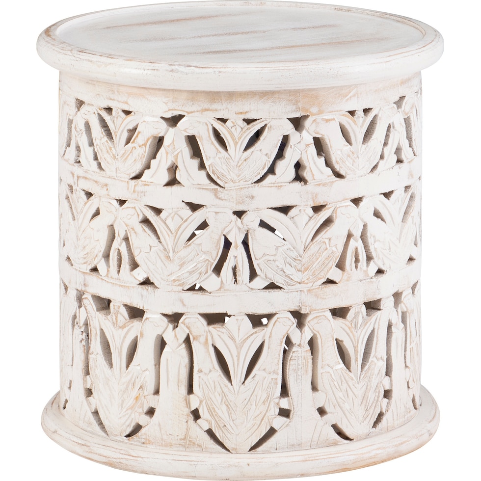 gardenia white end table   