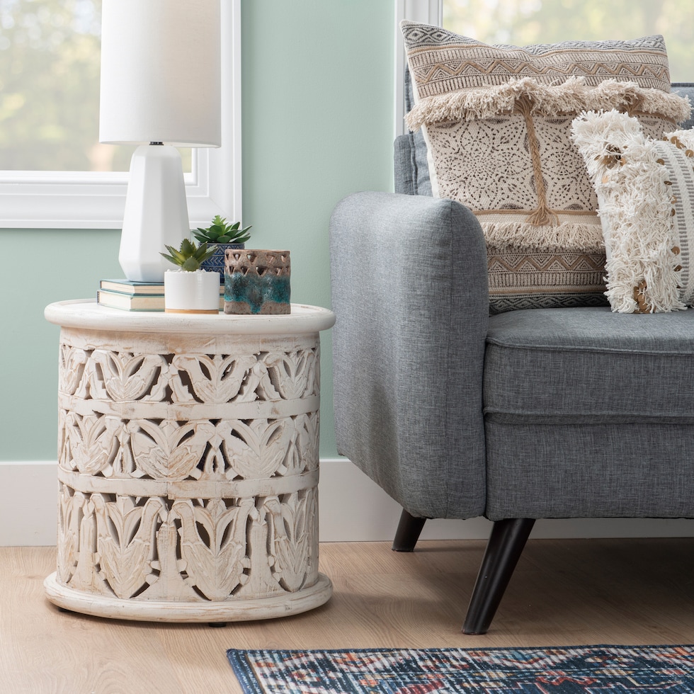 gardenia white end table   