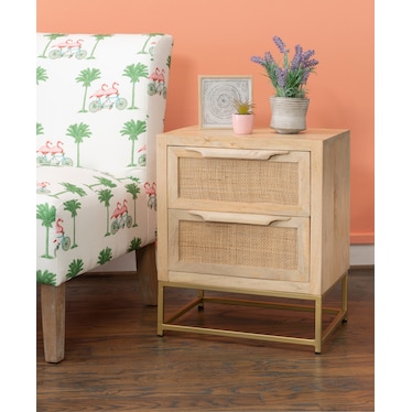 Gelda Rattan 2-Drawer Nightstand