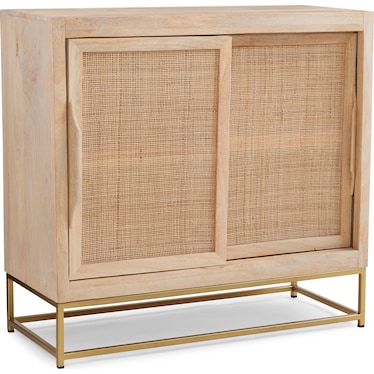 Gelda Rattan Nightstand with Sliding Doors