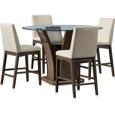 Gemini Counter-Height Dining Table and 4 Stools