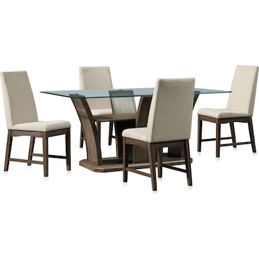Gemini Dining Table and 4 Dining Chairs