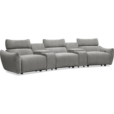 Genesis 5-Piece Dual-Power Reclining Sectional with 2 Consoles and Bluetooth® Speakers