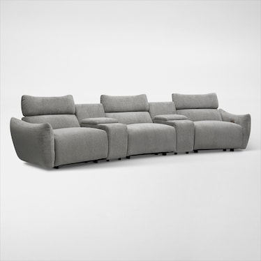 Genesis 5-Piece Dual-Power Reclining Sectional with 2 Consoles and Bluetooth® Speakers