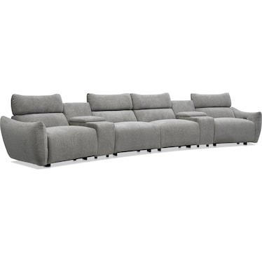 Genesis 6-Piece Dual-Power Reclining Sectional with 2 Consoles and Bluetooth® Speakers