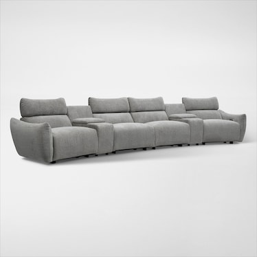 Genesis 6-Piece Dual-Power Reclining Sectional with 2 Consoles and Bluetooth® Speakers