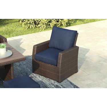 Geneva Outdoor Arm Chair -  Brown/Navy