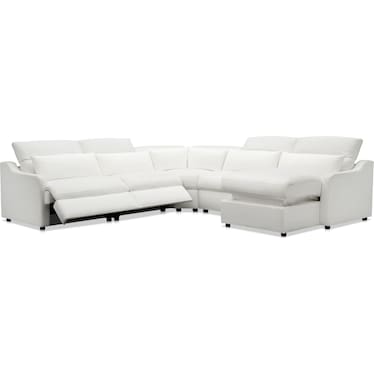 Gentry 5-Piece Dual-Power Reclining Sectional with Right-Facing Adjustable Chaise - Arctic