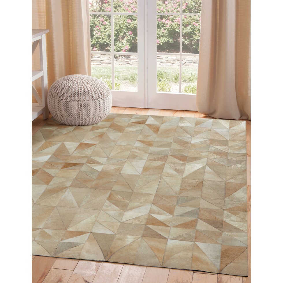 geo hide light brown area rug  x    