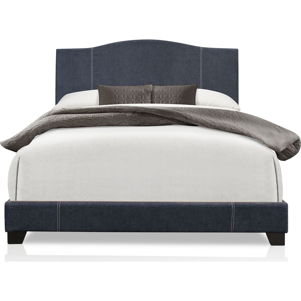 gina blue queen upholstered bed   