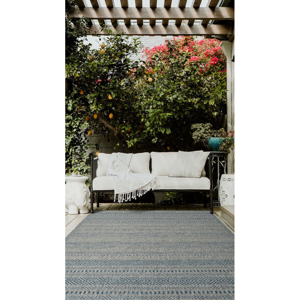 girona blue outdoor area rug   