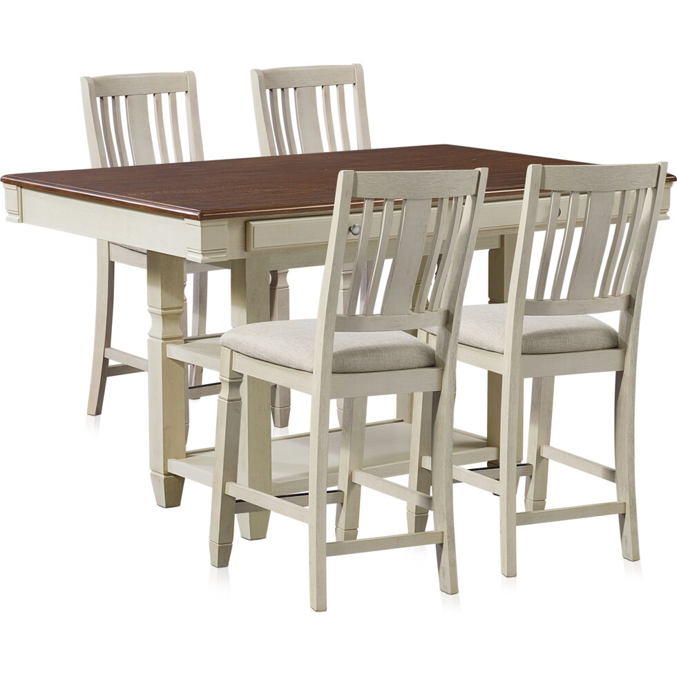 glendale white  pc counter height dining room   