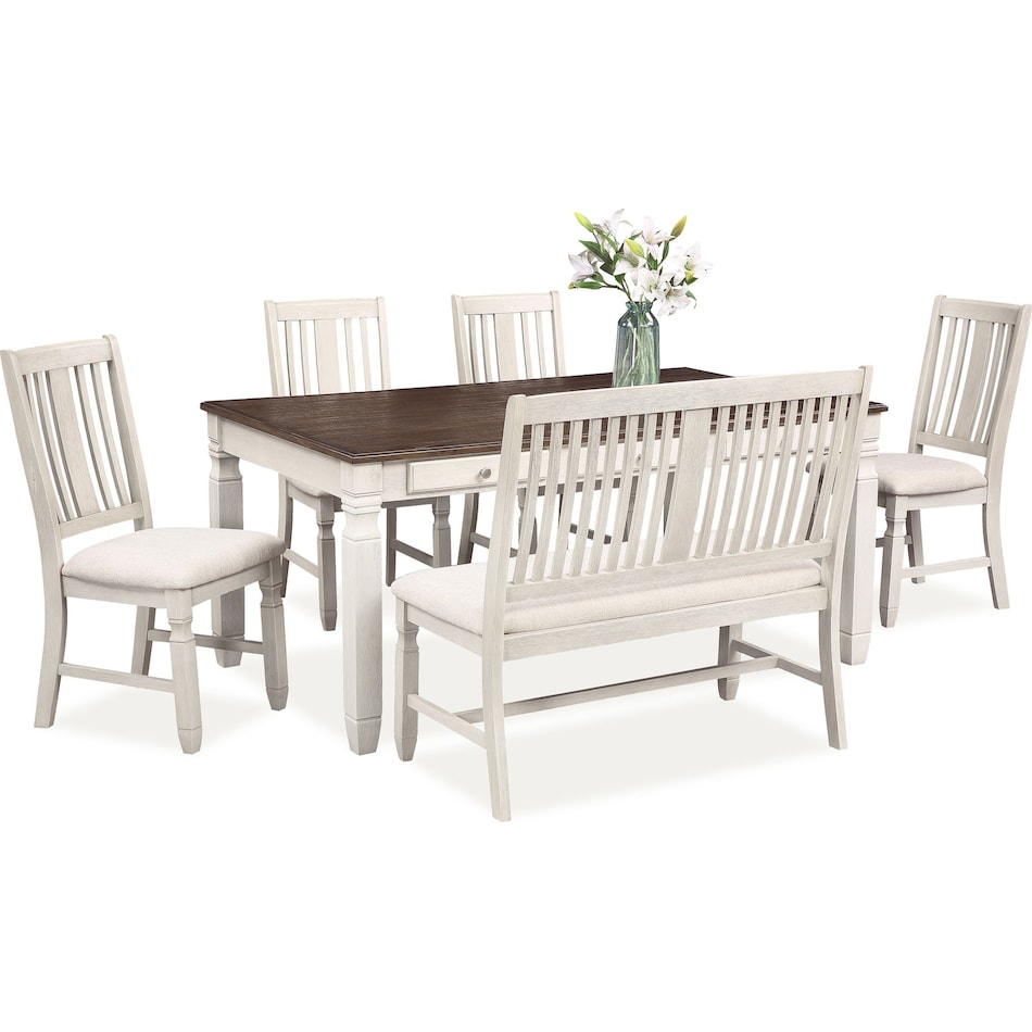 Glendale Dining Table, 4 Chairs and Bench Value City Furniture