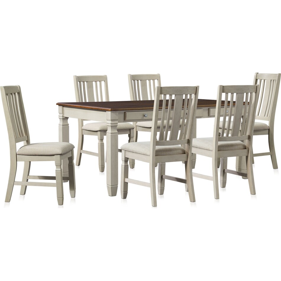 Glendale Dining Table and 6 Chairs White Value City Furniture