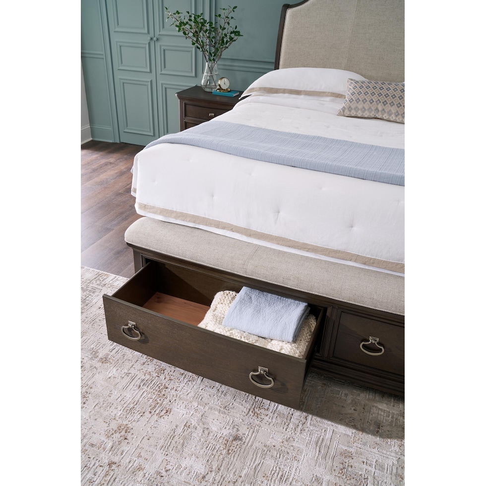 grace bedroom dark brown queen bed   