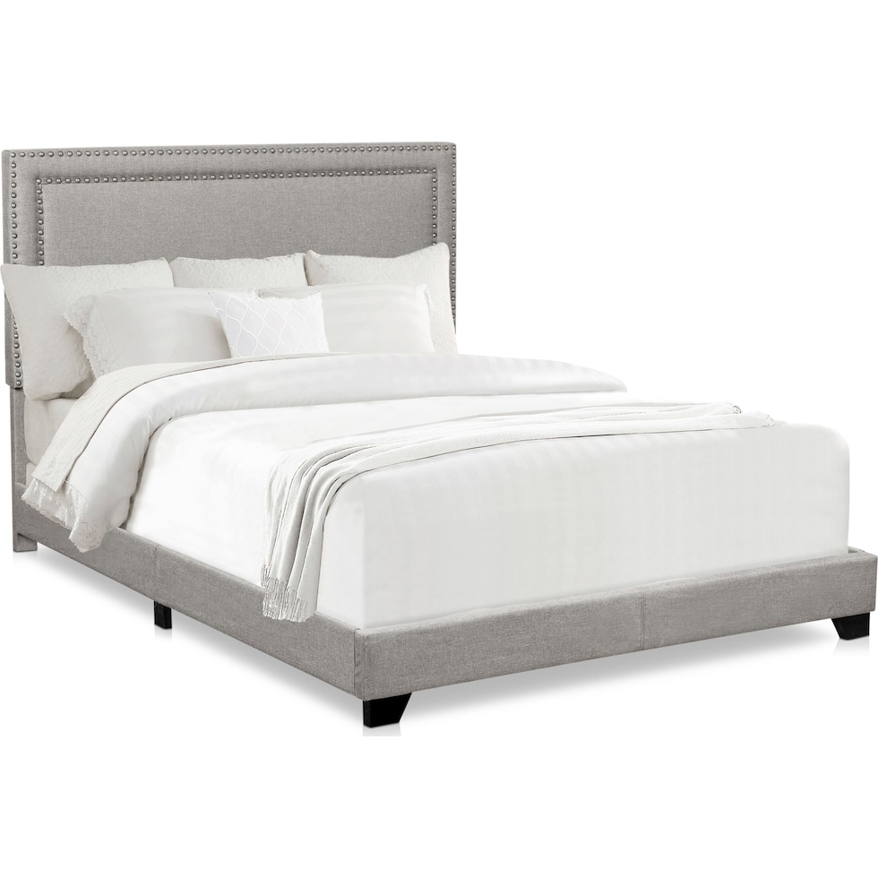 grace gray queen upholstered bed   