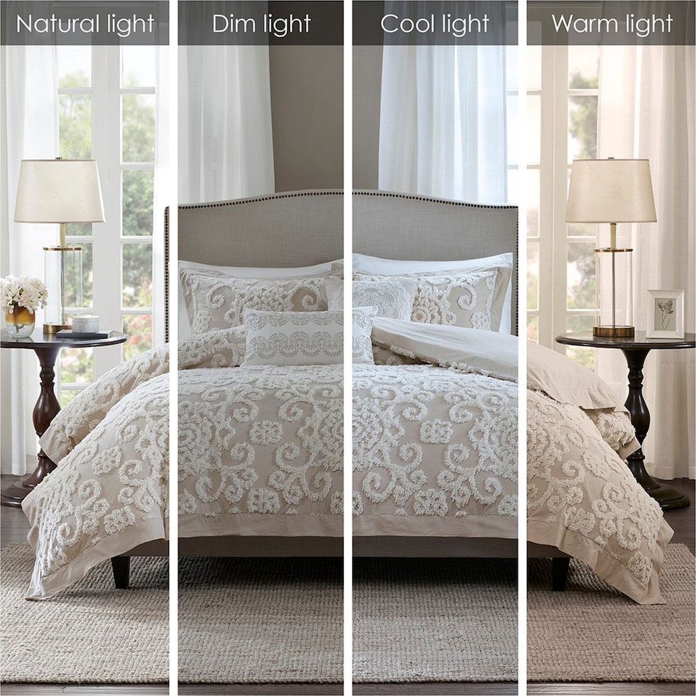 grace light brown king bedding set   